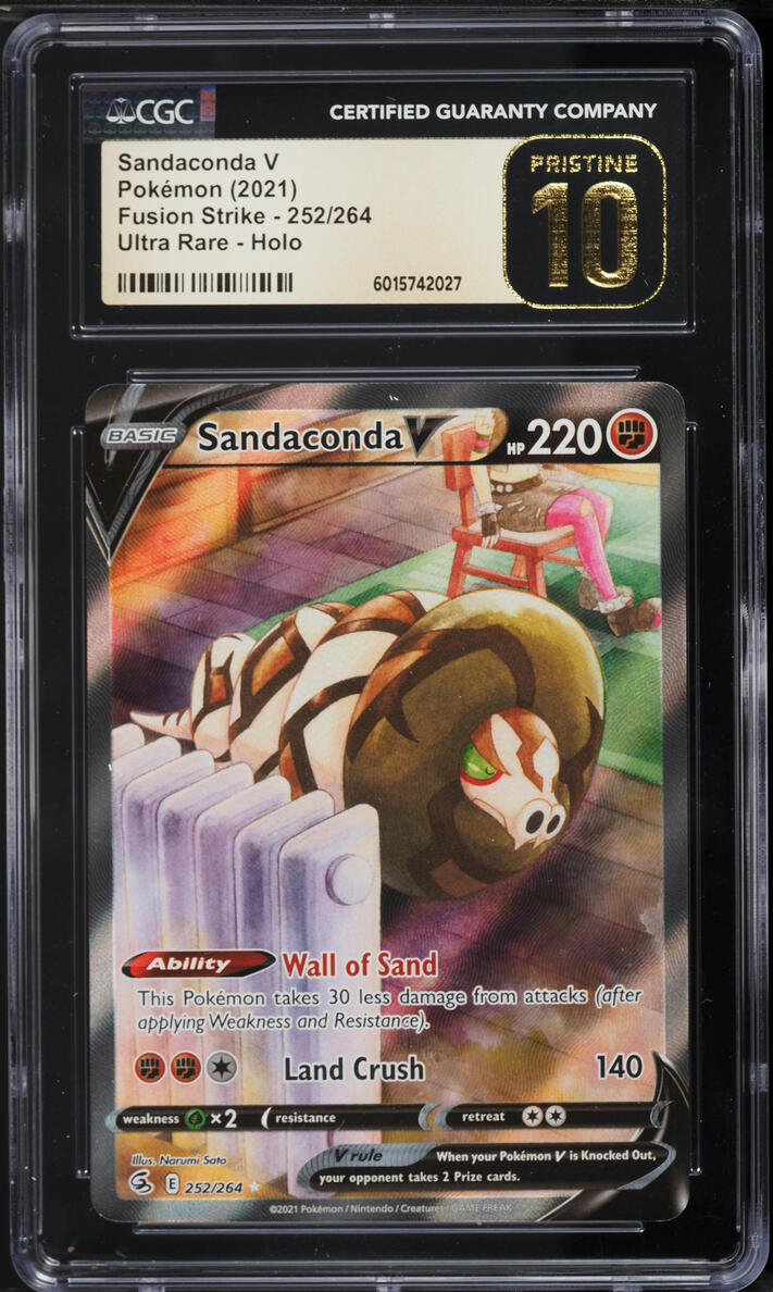 2021 Pokemon Sword & Shield Fusion Strike Full Art Sandaconda V #252 CGC 10 PRISTINE