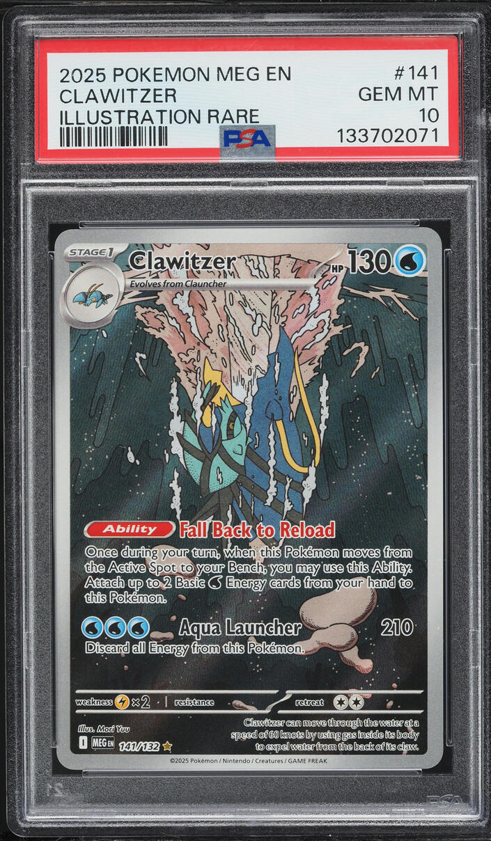 2025 Pokemon Mega Evolution IR Clawitzer #141 PSA 10 GEM MINT