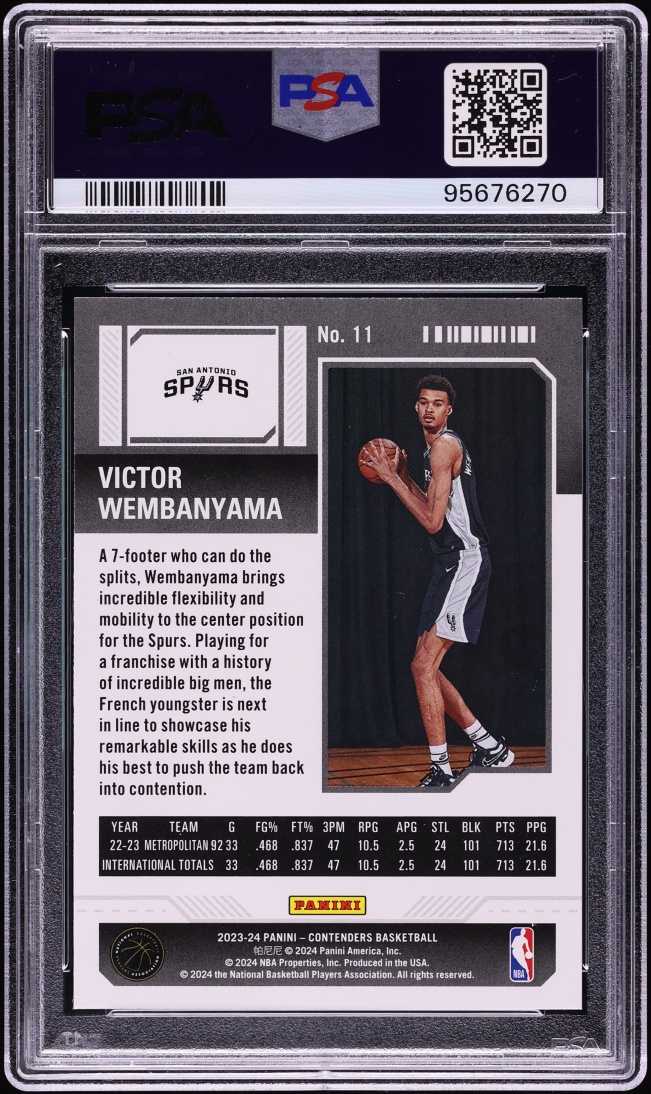 2023 Panini Contenders Victor Wembanyama ROOKIE #11 PSA 10 GEM MINT