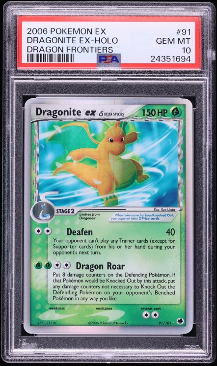 2006 Pokemon EX Dragon Frontiers Holo Dragonite ex #91 PSA 10 GEM MINT