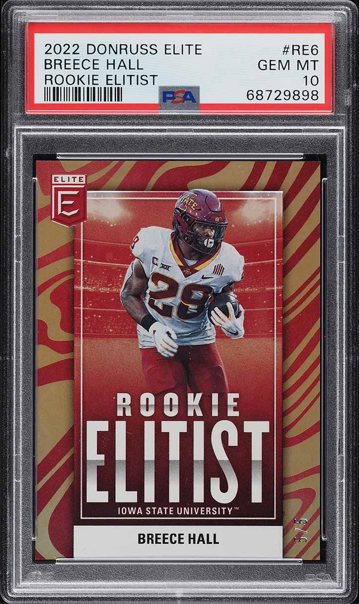 2022 National Treasures NFL Breece Hall ROOKIE SHIELD PATCH AUTO 1