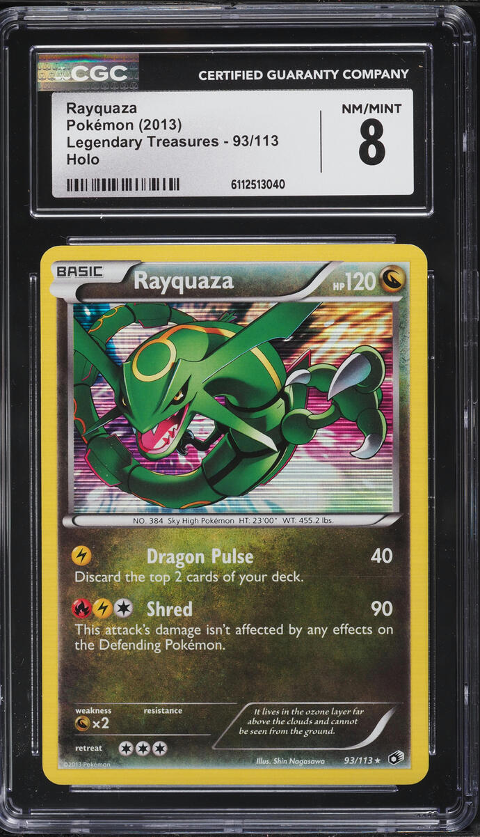 2013 Pokemon Black & White Legendary Treasures Holo Rayquaza #93 CGC 8 NM-MT
