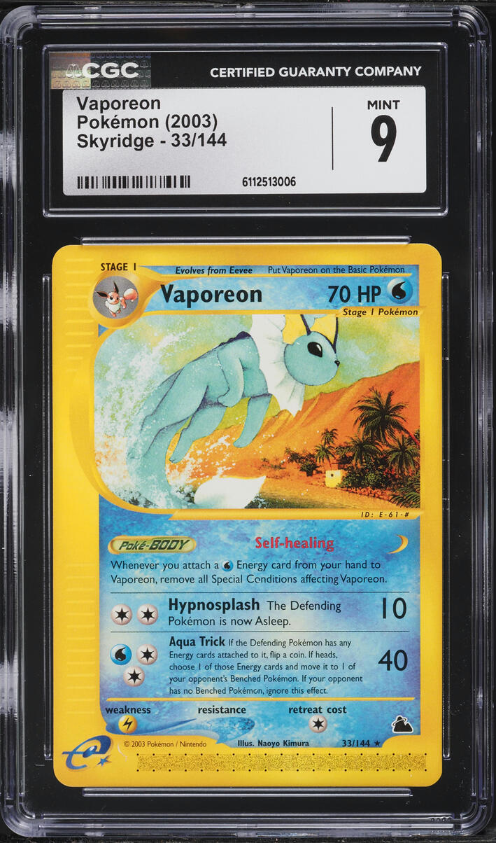 2003 Pokemon Skyridge Vaporeon #33 CGC 9 MINT