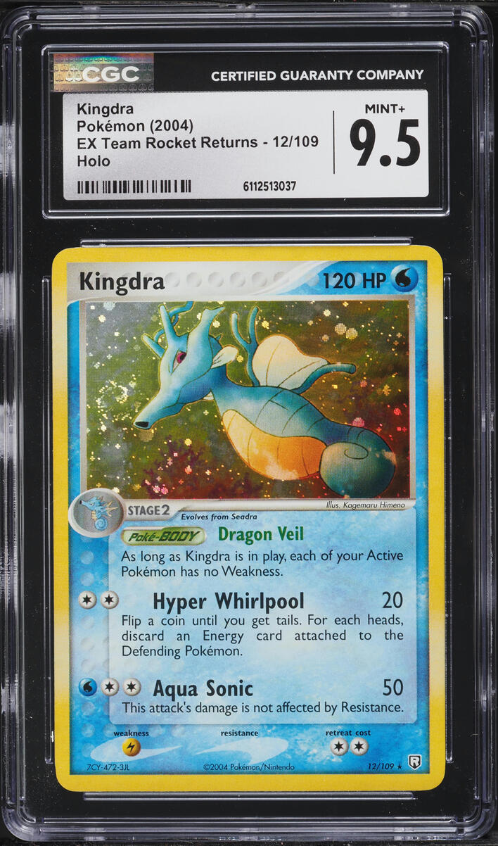 2004 Pokemon EX Team Rocket Returns Holo Kingdra #12 CGC 9.5 MINT+