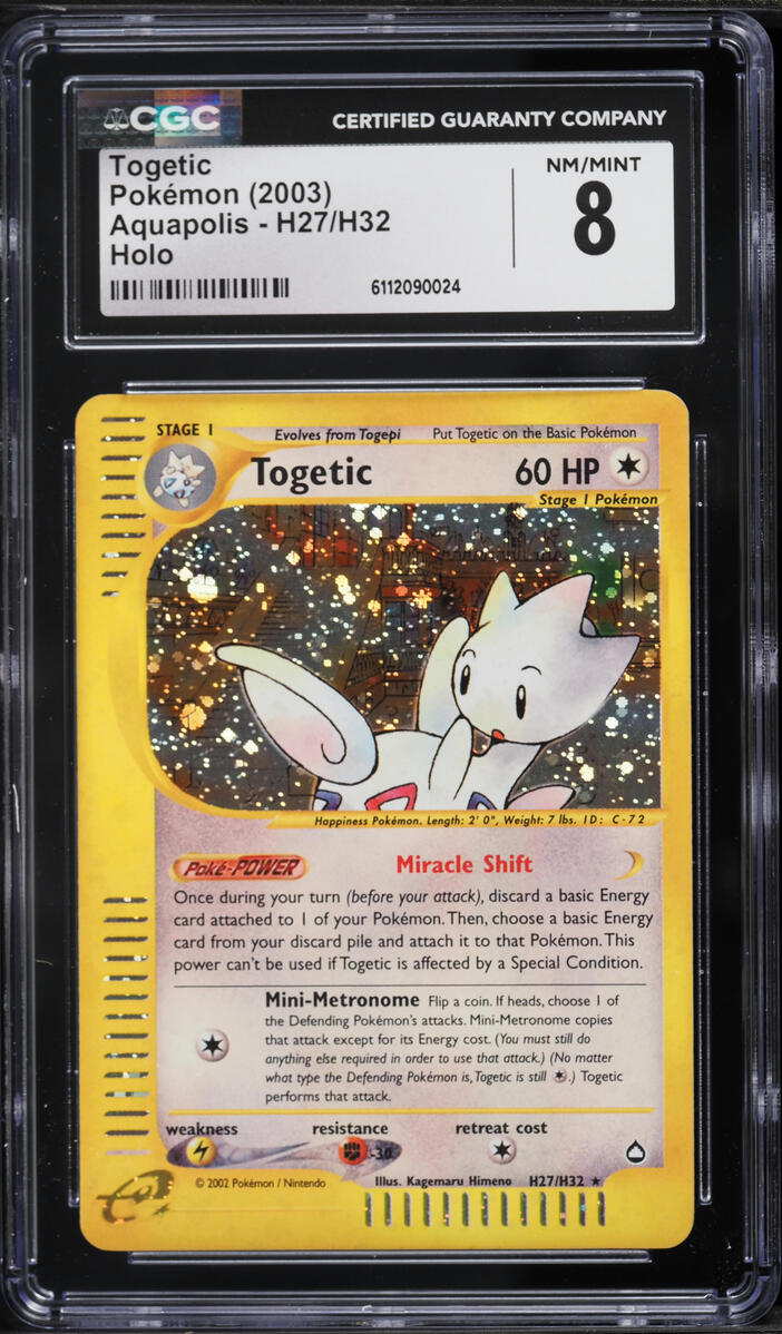 2003 Pokemon Aquapolis Holo Togetic #H27 CGC 8 NM-MT