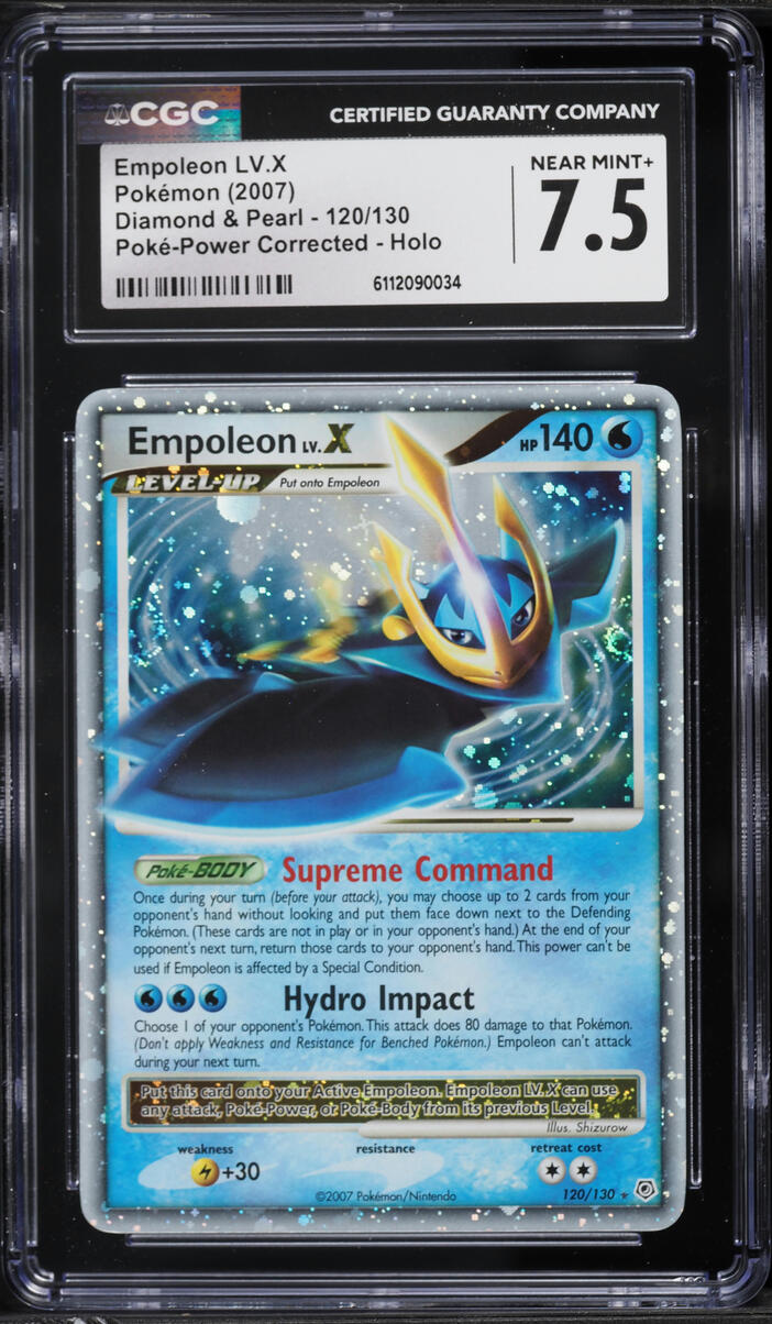 2007 Pokemon Diamond & Pearl Poke-Power Corrected Holo Empoleon LV.X #120 CGC 7.5 NRMT+