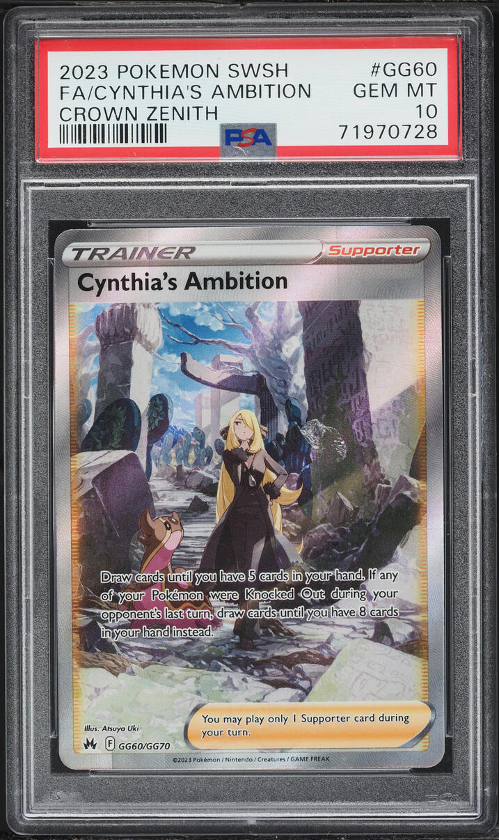 2023 Pokemon Sword & Shield Crown Zenith Alt Art Cynthia's Ambition #GG60 PSA 10 GEM MINT