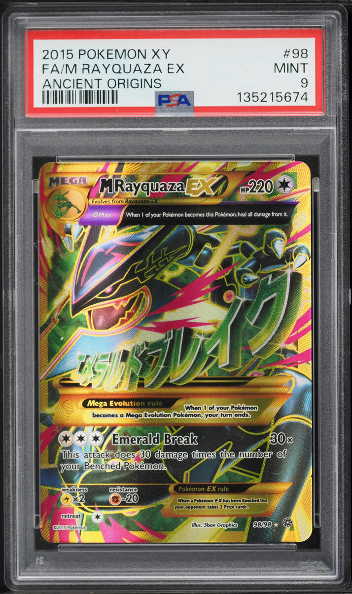 2015 Pokemon XY Ancient Origins Full Art M Rayquaza EX #98 PSA 9 MINT