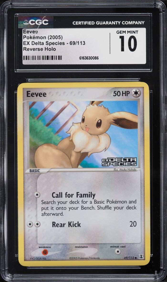2005 Pokemon EX Delta Species Reverse Holo Eevee #69 CGC 10 GEM MINT