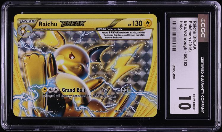 2015 Pokemon XY BREAKthrough Holo Raichu BREAK #50 CGC 10 GEM MINT