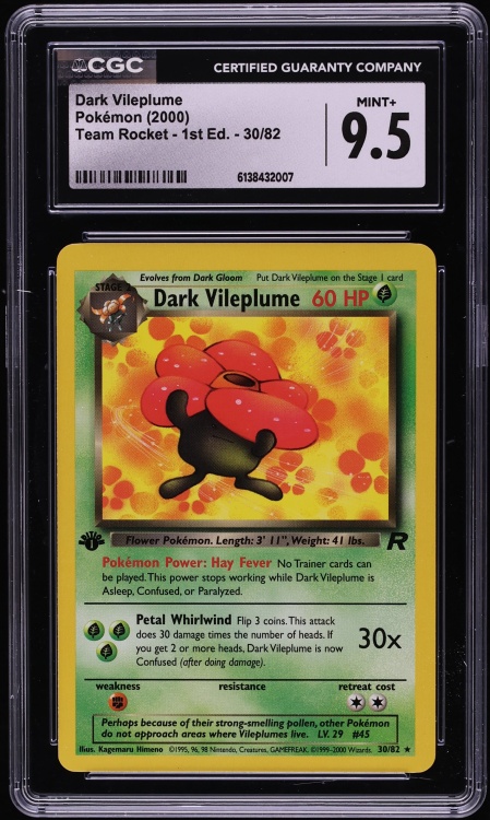 2000 Pokemon Team Rocket 1st Edition Dark Vileplume #30 CGC 9.5 MINT+