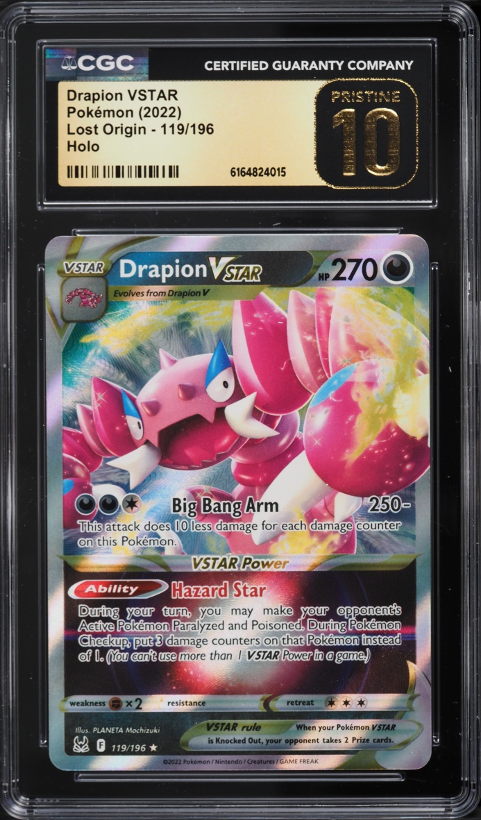 2022 Pokemon Sword & Shield Lost Origin Holo Drapion VSTAR #119 CGC 10 PRISTINE