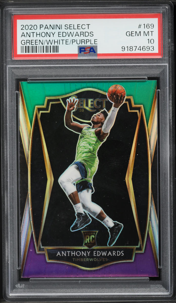 2020 Select Premier Level Green White Purple Prizm Anthony Edwards ROOKIE #169 PSA 10 GEM MINT