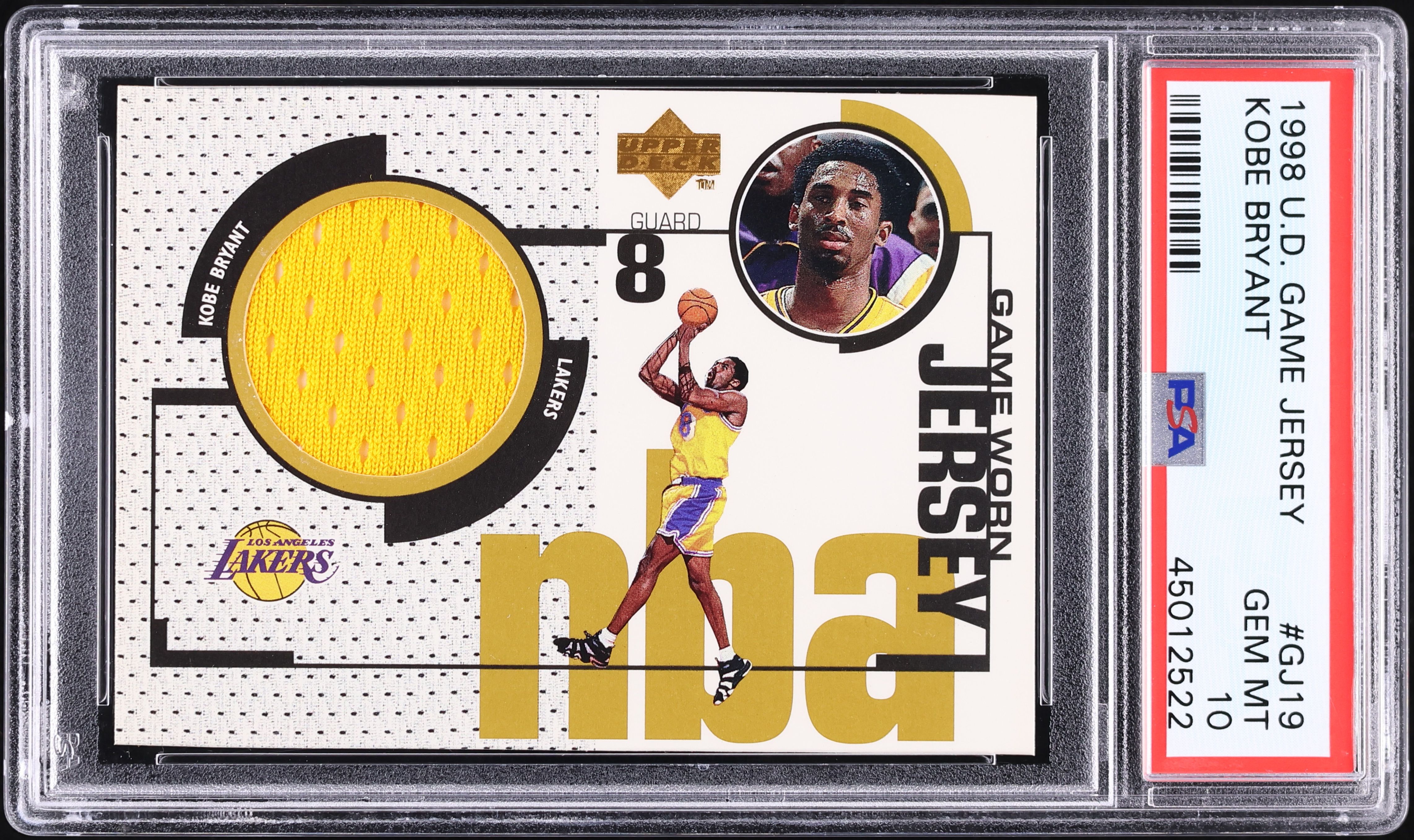 1998 Upper Deck Game Jersey Kobe Bryant PATCH #GJ19 PSA 10