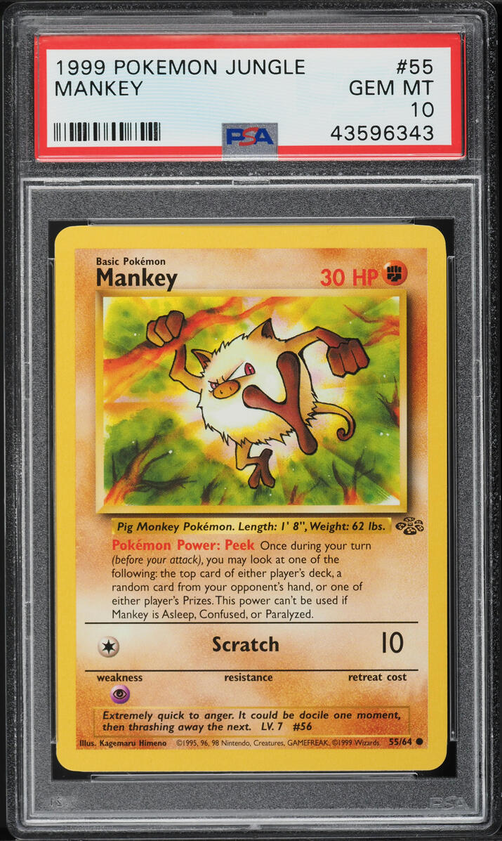 1999 Pokemon Jungle Mankey #55 PSA 10 GEM MINT