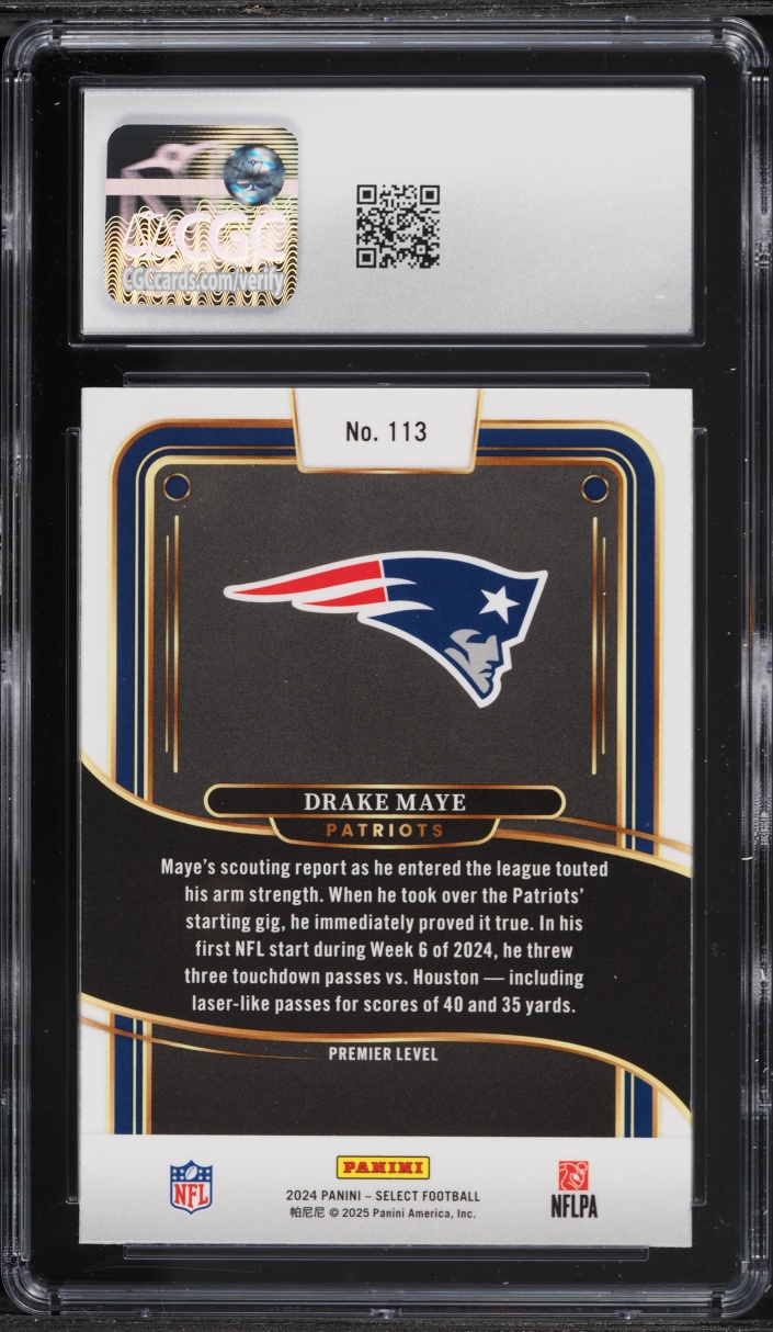 2024 Select Premier Level Drake Maye ROOKIE #113 CGC 10 GEM MINT