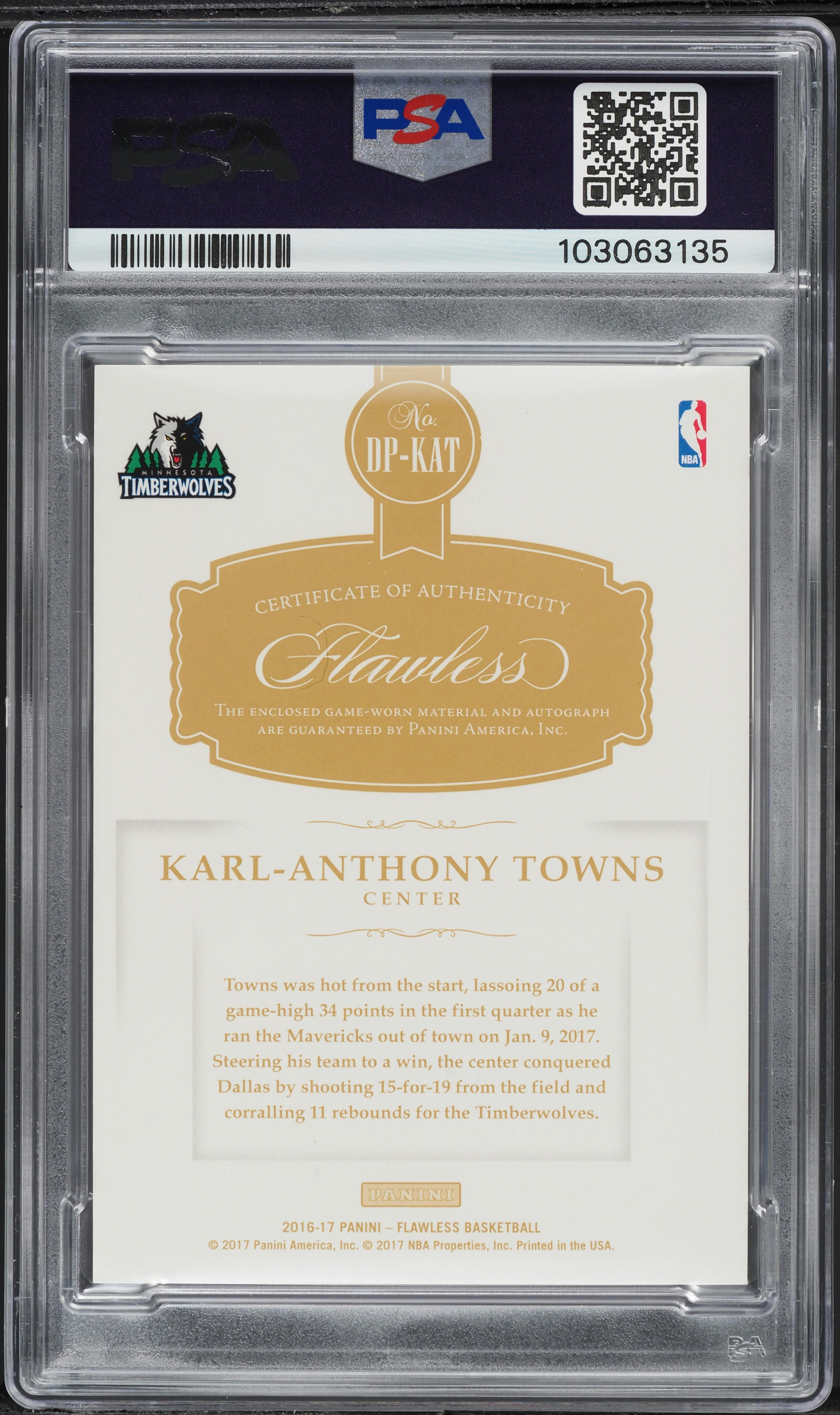 2016 Panini Flawless Distinguish Ruby Karl-Anthony Towns