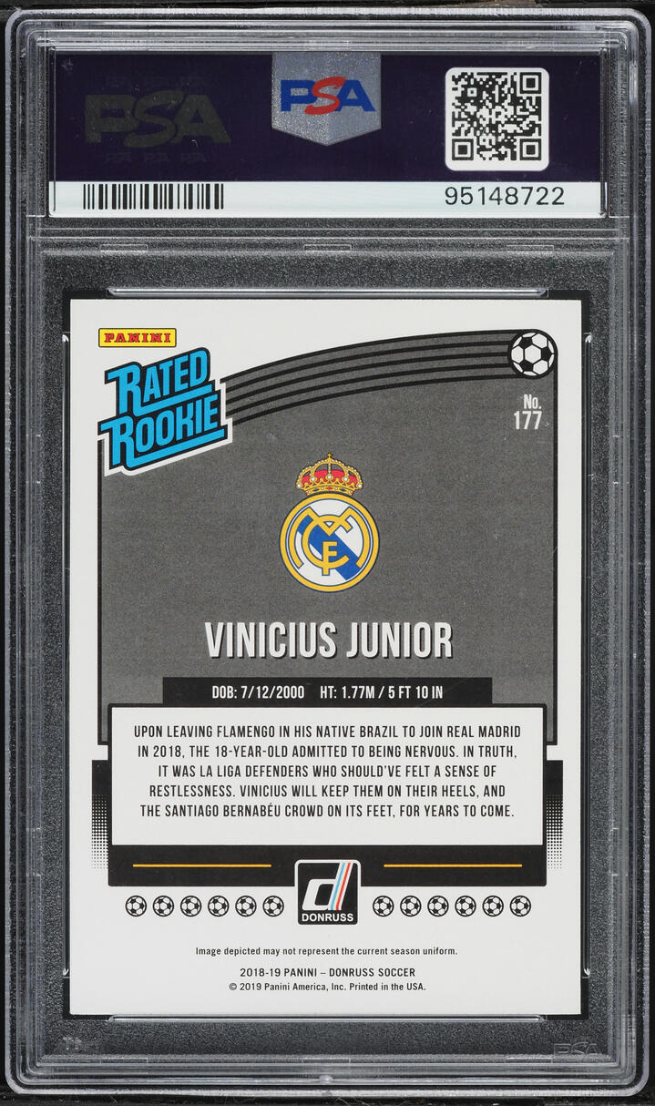 2018 Donruss Soccer Vinicius Junior ROOKIE #177 PSA 9 MINT