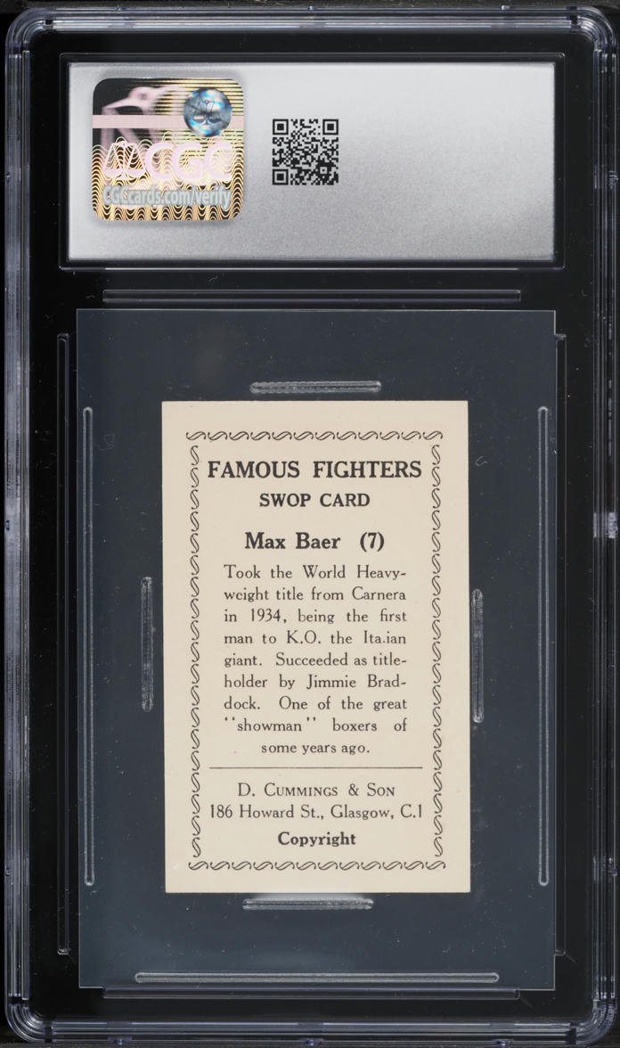 1947 D. Cummings & Son Famous Fighters Max Baer #7 CGC 9 MINT
