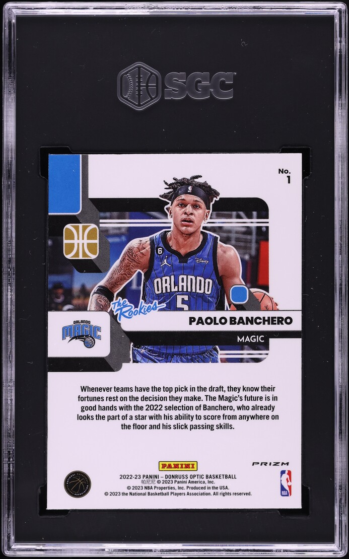 2022 Donruss Optic Holo Prizm Paolo Banchero ROOKIE #1 SGC 10 GEM MINT