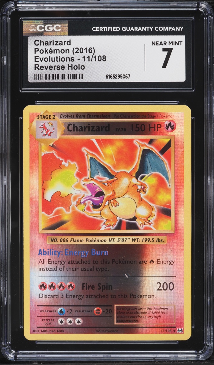 2016 Pokemon XY Evolutions Reverse Holo Charizard #11 CGC 7 NRMT