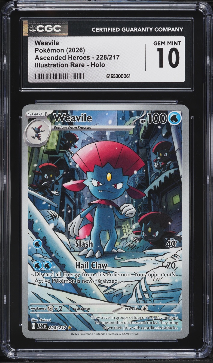 2026 Pokemon Mega Evolution Ascended Heroes IR Weavile #228 CGC 10 GEM MINT