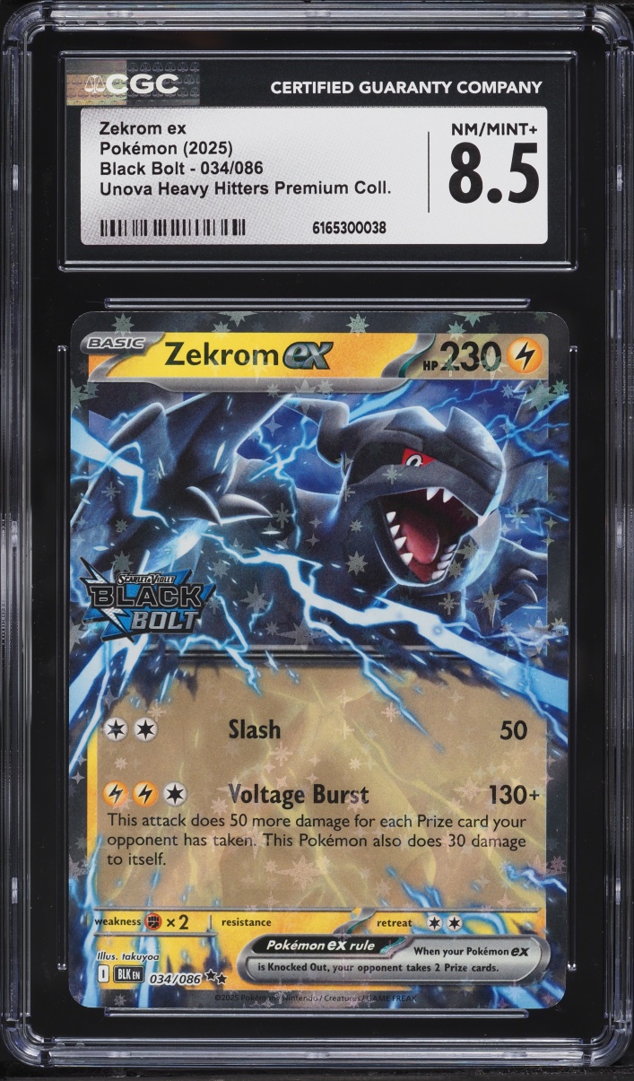 2025 Pokemon Scarlet & Violet Black Bolt Unova Heavy Hitters Holo Zekrom ex #34 CGC 8.5 NM-MT+