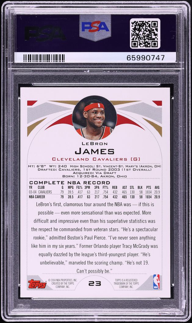 2004 Topps Basketball LeBron James #23 PSA 9 MINT