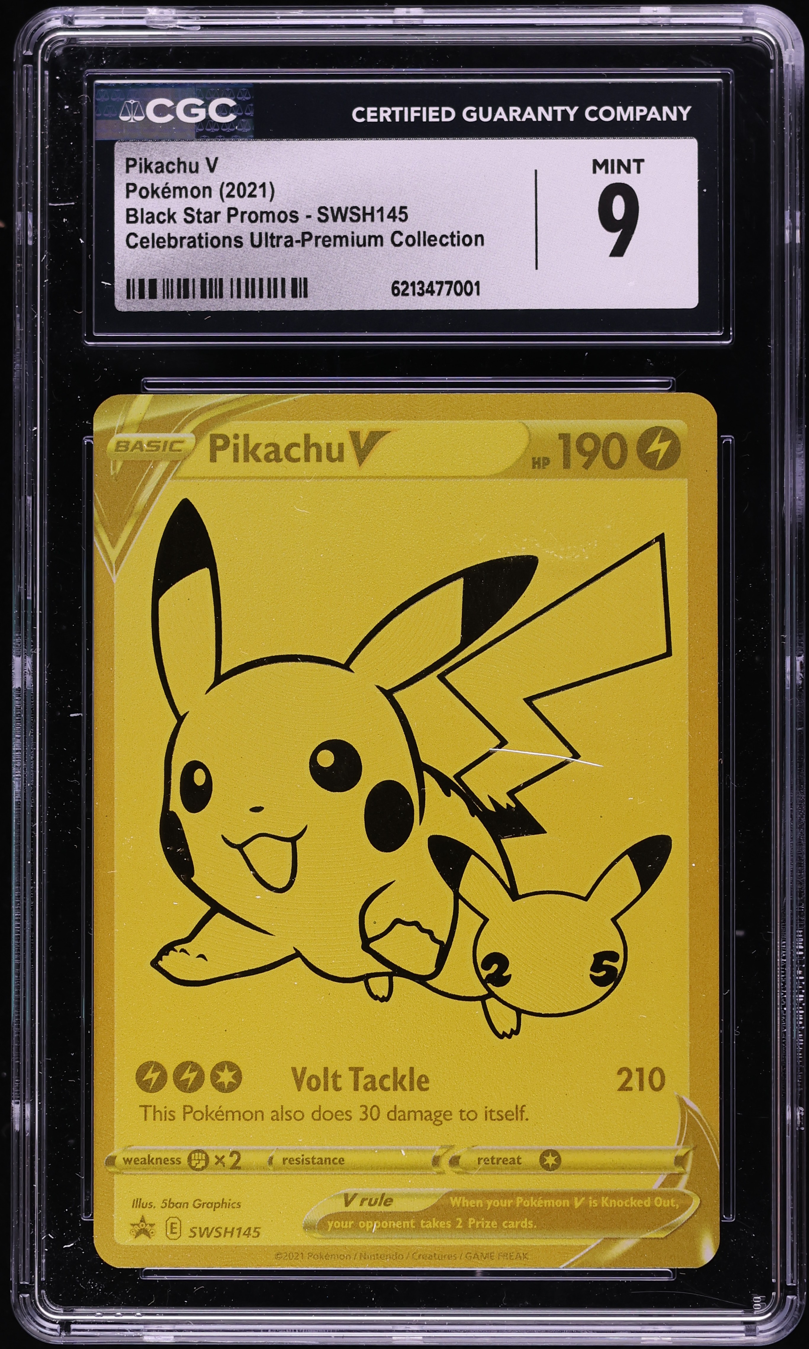 2021 Pokemon SWSH Promo Celebrations Ultra Premium Full Art Pikachu V #SWSH145 CGC 9 MINT
