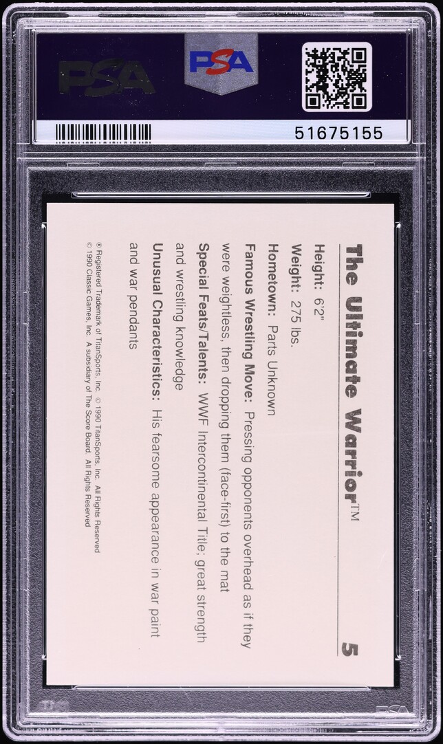 1990 Classic WWF Wrestling Ultimate Warrior #5 PSA 6 EXMT