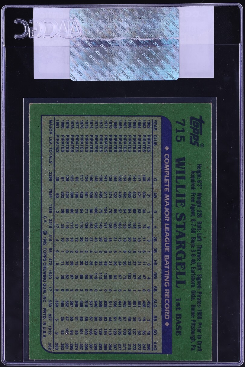 1982 Topps Willie Stargell #715 CGC AUTH