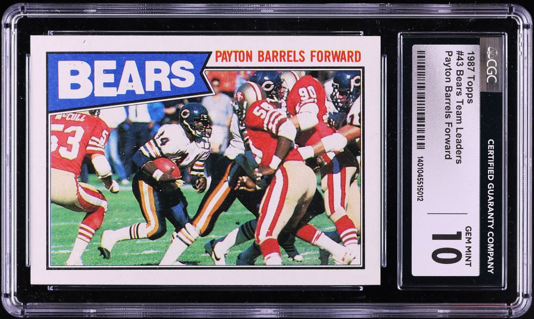 1987 Topps Payton Barrels Forward BEARS TEAM LEADERS #43 CGC 10 GEM MINT