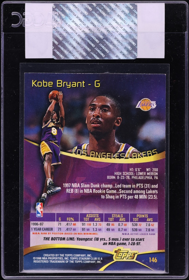 1997 Stadium Club Basketball Kobe Bryant #146 CGC AUTH