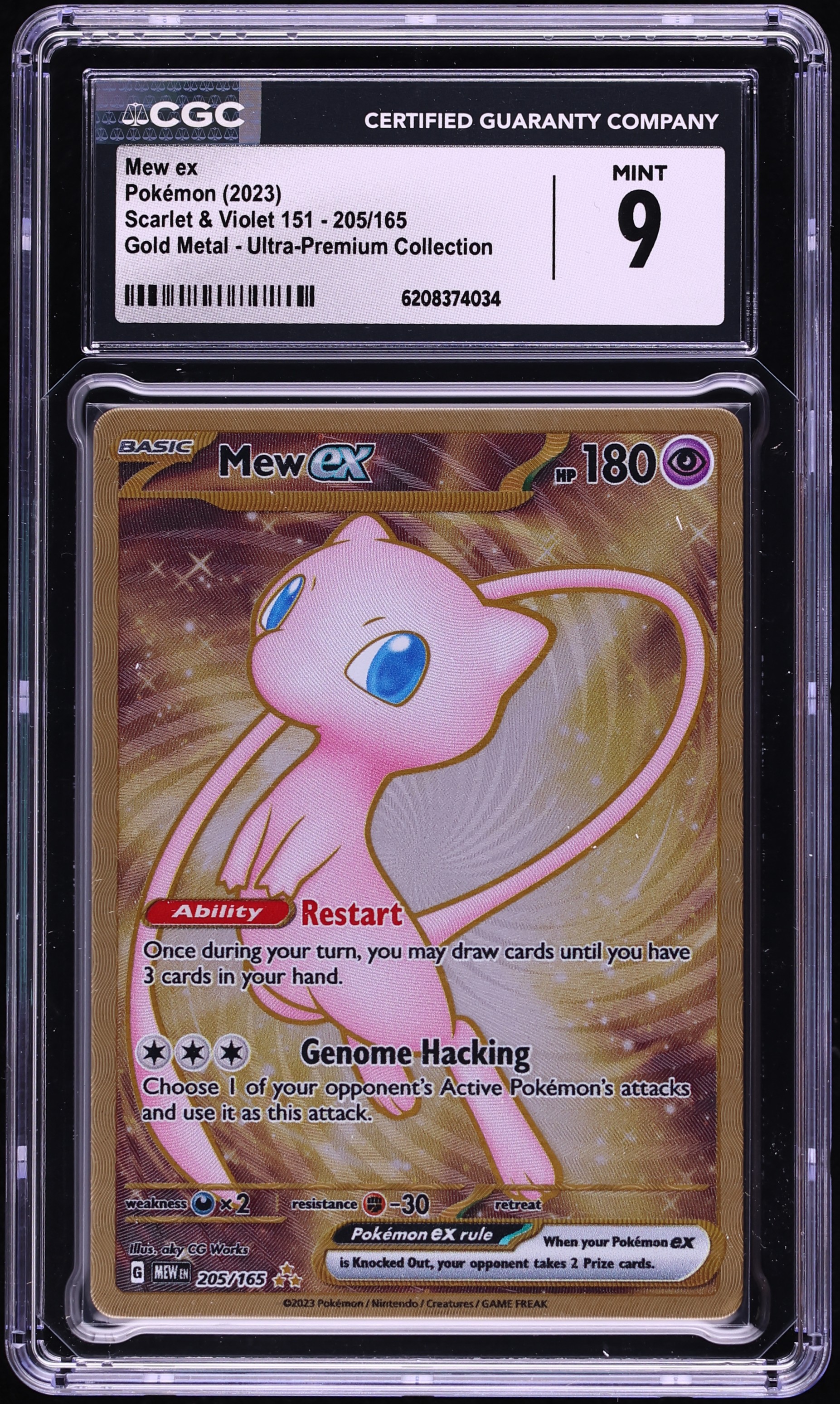 2023 Pokemon Scarlet & Violet 151 Ultra Premium Metal Gold Rare Mew Ex #205 CGC 9 MINT