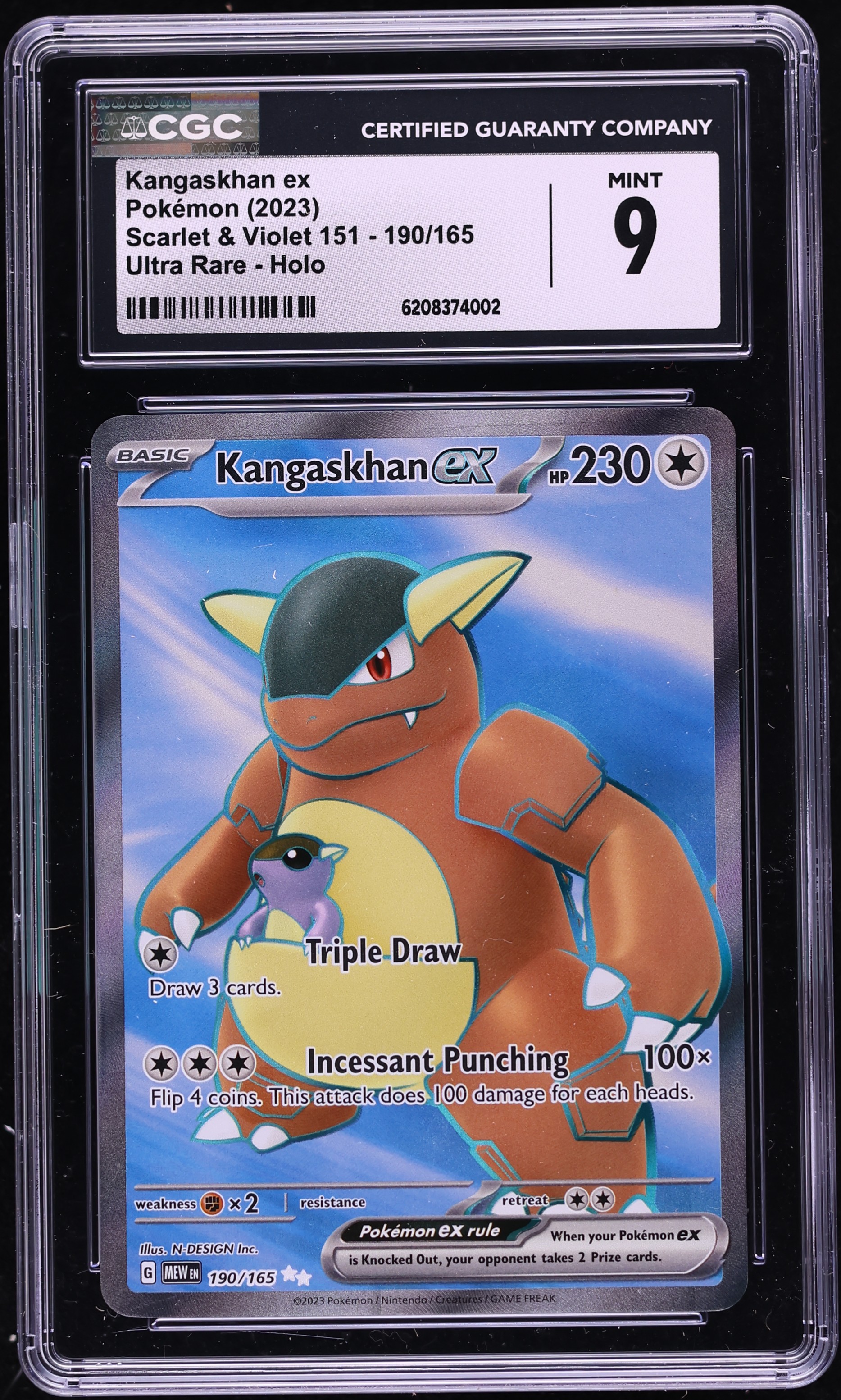 2023 Pokemon Scarlet & Violet 151 Full Art Kangaskhan EX #190 CGC 9 MINT