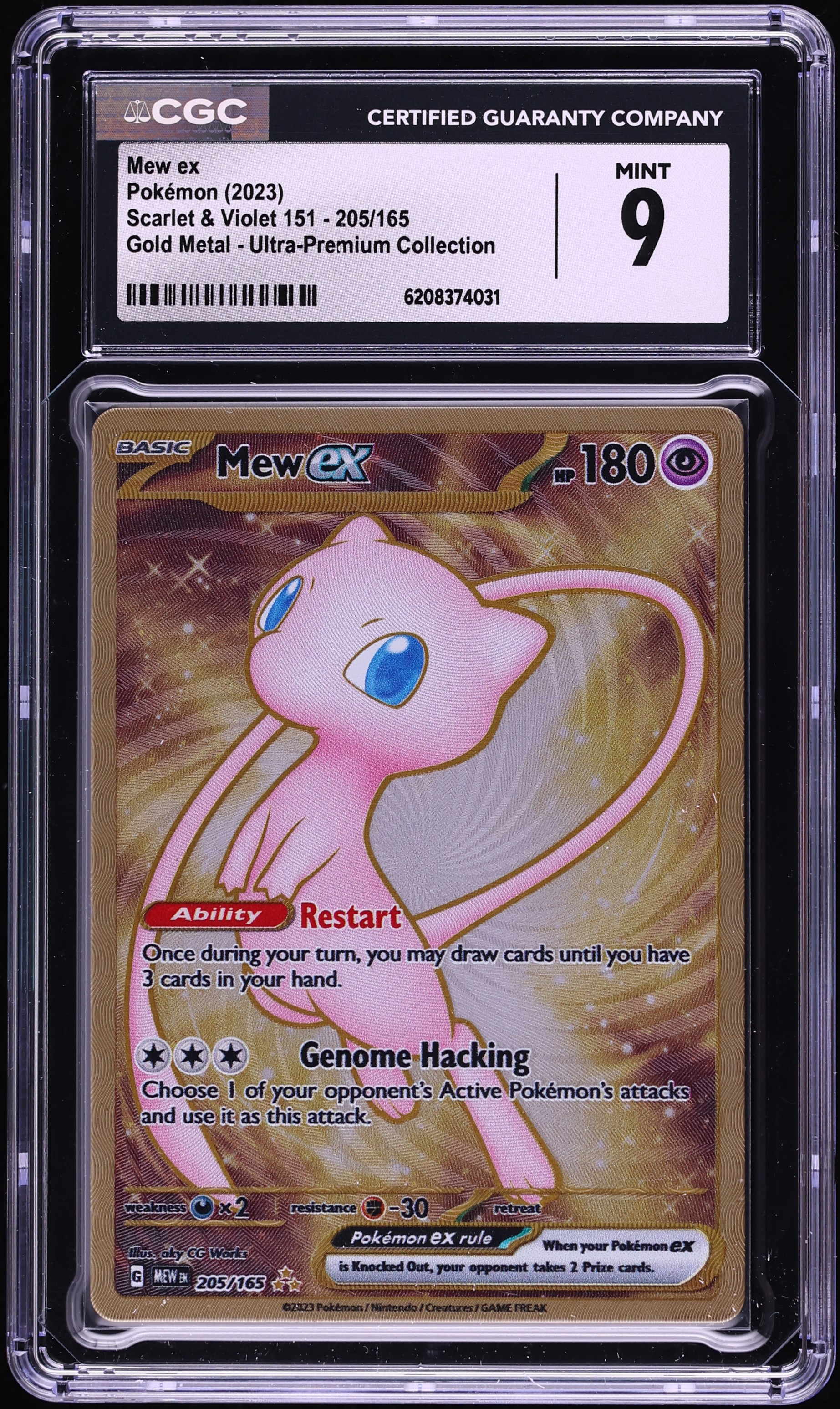2023 Pokemon Scarlet & Violet 151 Ultra Premium Metal Gold Rare Mew Ex #205 CGC 9 MINT