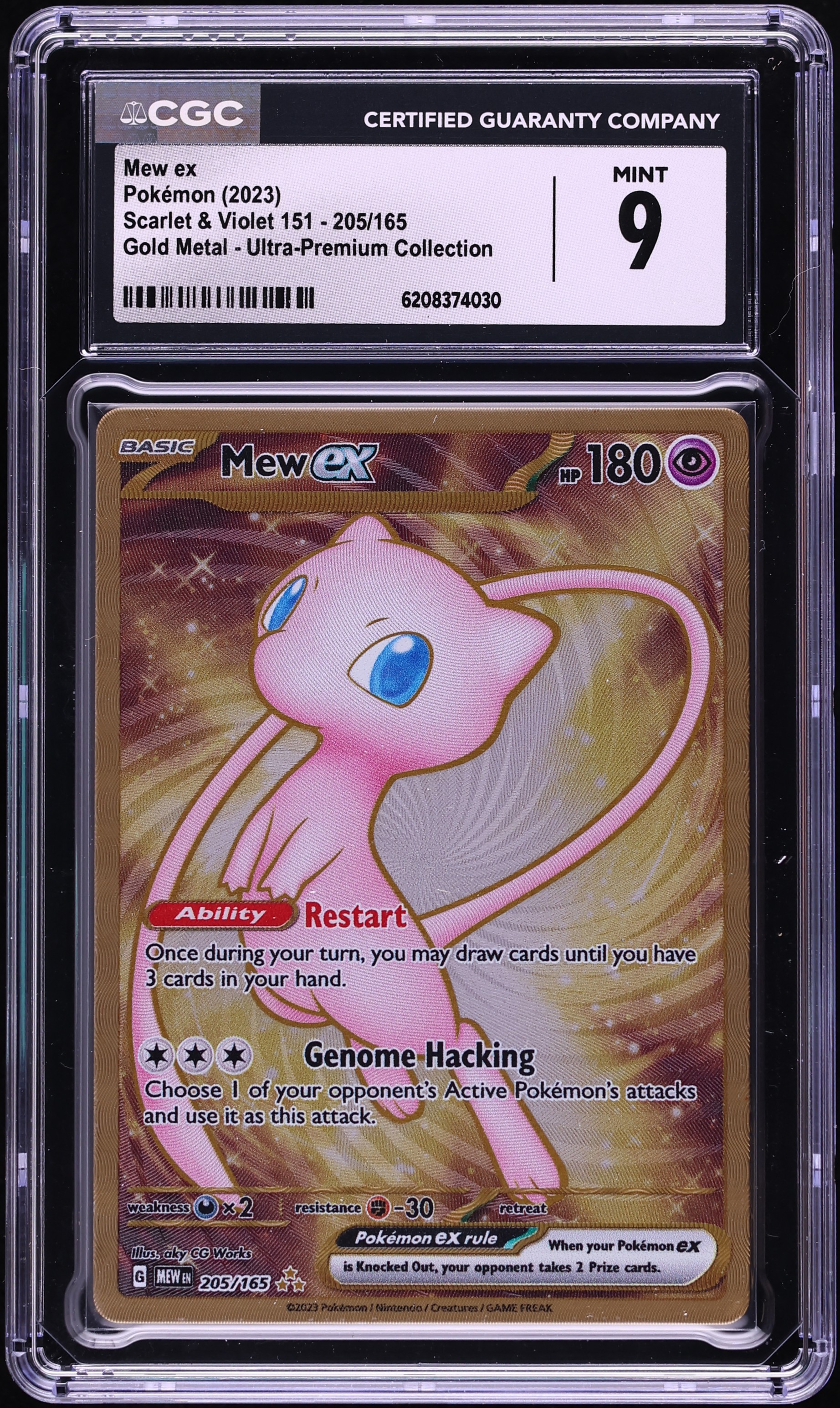 2023 Pokemon Scarlet & Violet 151 Ultra Premium Metal Gold Rare Mew Ex #205 CGC 9 MINT