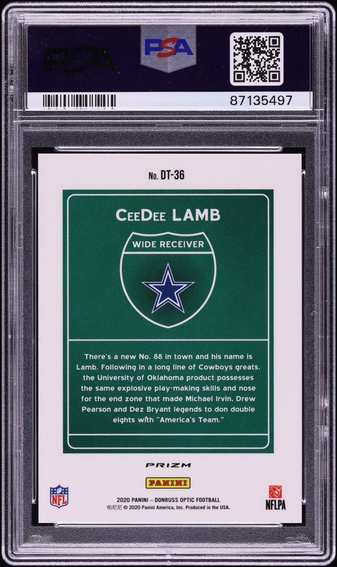 2020 Donruss Optic Downtown CeeDee Lamb ROOKIE #DT-36 PSA 10 GEM MINT