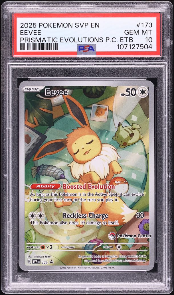 2025 Pokemon SV Promo Prismatic Evolutions Center ETB Full Art Eevee #173 PSA 10 GEM MINT