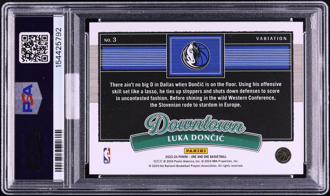 2023 Panini One And One Downtown Variation Luka Doncic #3 PSA MBA 10 GEM MINT