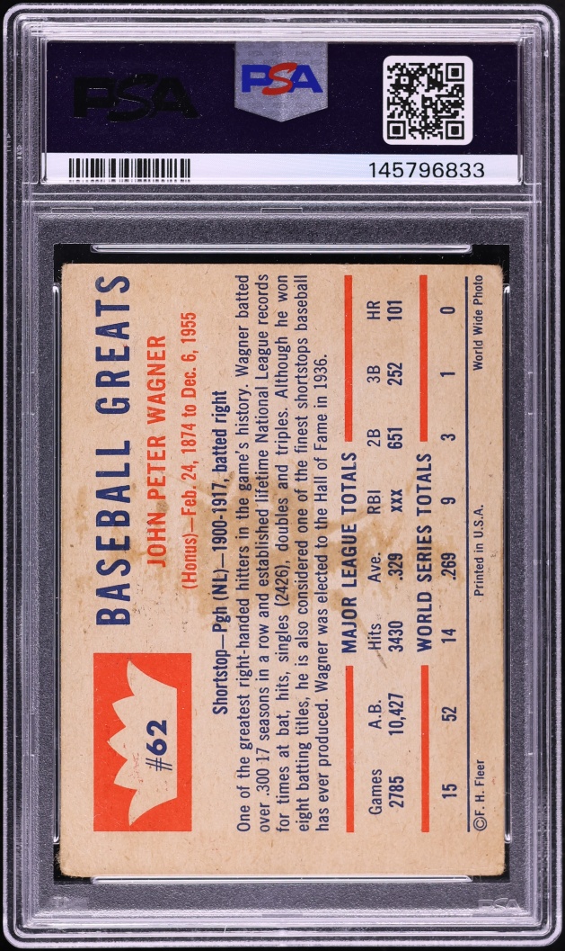 1960 Fleer Honus Wagner #62 PSA 2 GD