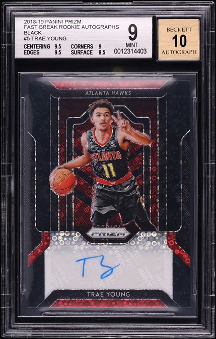 2018 Panini Prizm Fast Break Black Trae Young ROOKIE AUTO 1/1 #FR-TYG BGS 9 MINT