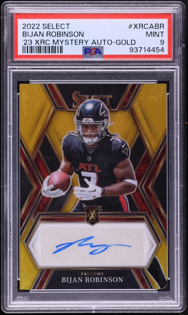 2022 Select '23 XRC Prizm Mystery Redemption Gold Bijan Robinson ROOKIE AUTO /10 #XRCABR PSA 9