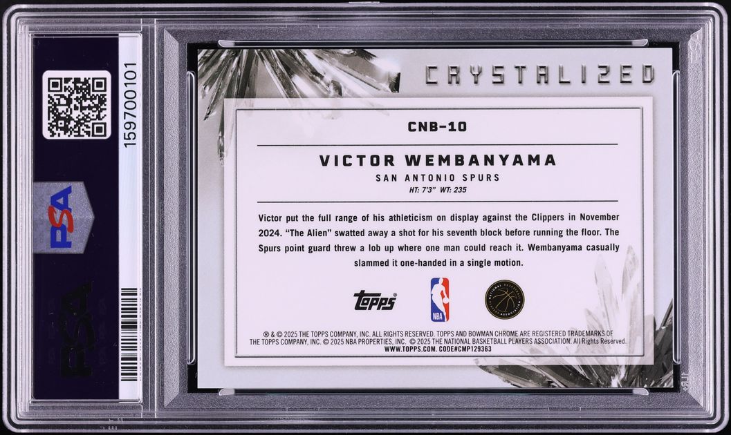 2025 Bowman Chrome Crystalized NBA Victor Wembanyama #CNB-10 PSA 10 GEM MINT