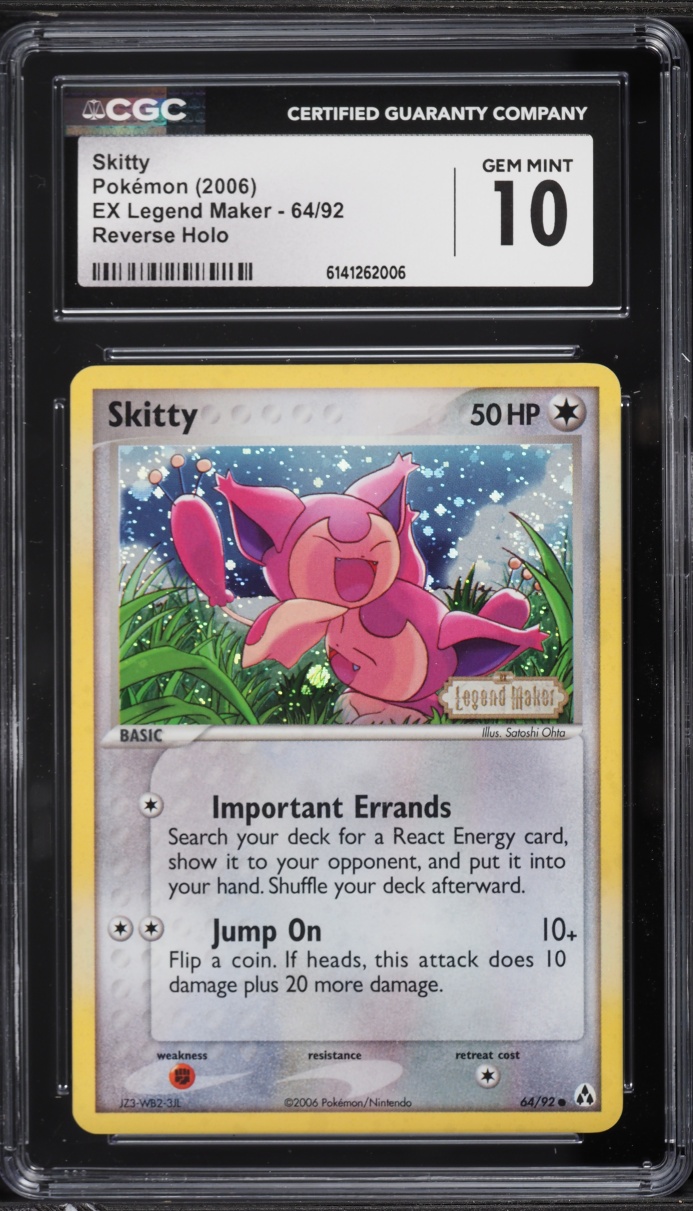2006 Pokemon EX Legend Maker Reverse Holo Skitty #64 CGC 10 GEM MINT