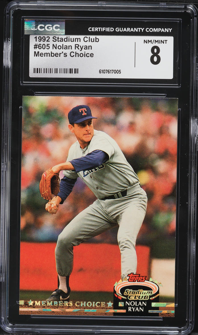 1992 Stadium Club Members Choice Nolan Ryan #605 CGC 8 NM-MT