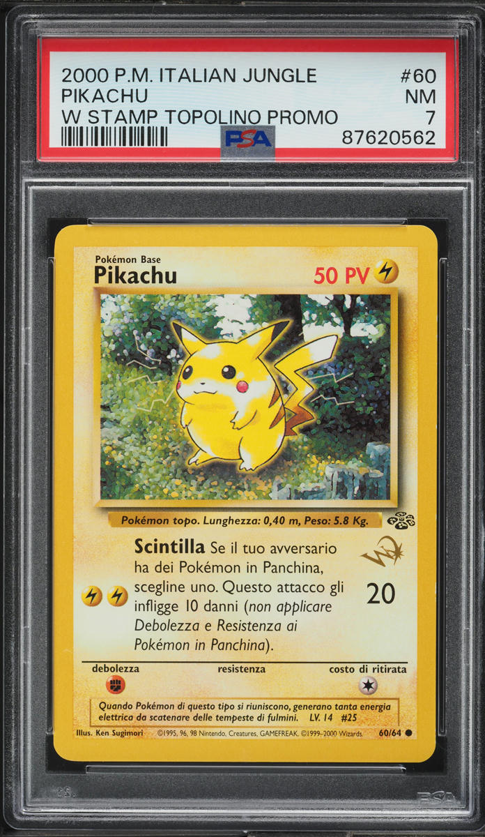 2000 Pokemon Italian Jungle W Stamp Promo Pikachu #60 PSA 7 NRMT