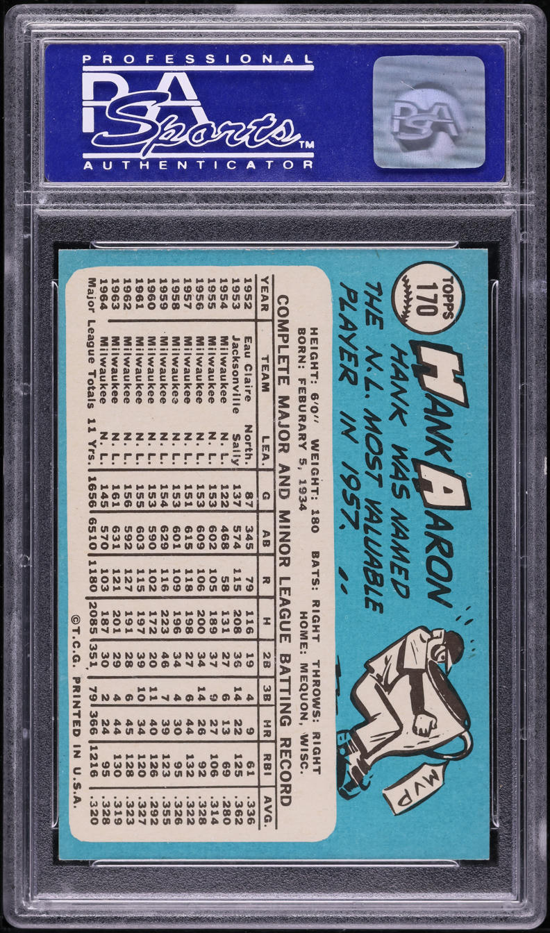 1965 Topps Hank Aaron #170 PSA 8 NM-MT
