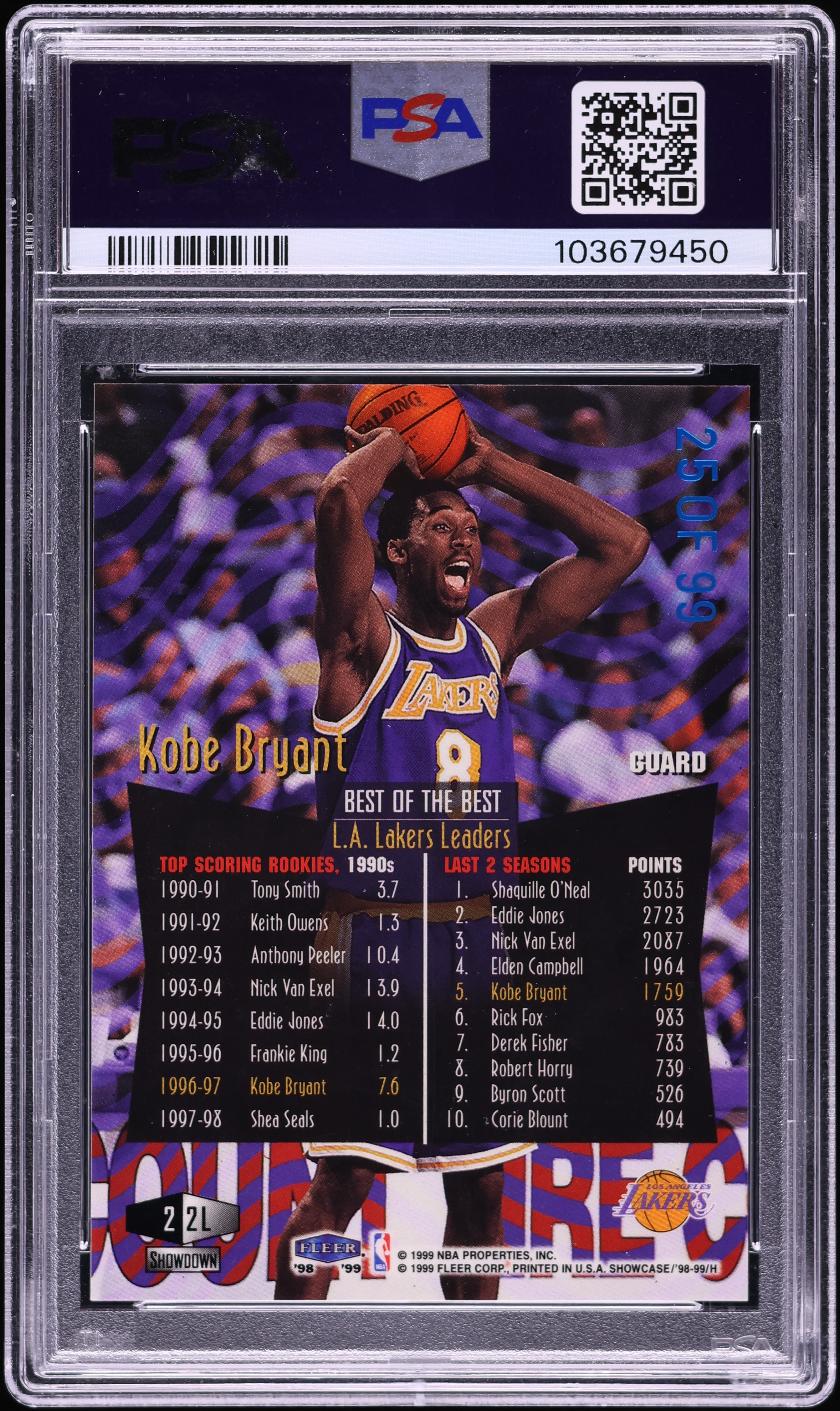 1998 Flair Showcase Legacy Collection Row 2 Kobe Bryant /99