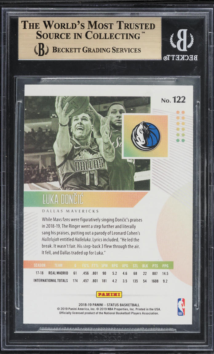2018 Panini Status Green Luka Doncic ROOKIE #122 BGS 9.5 GEM MINT